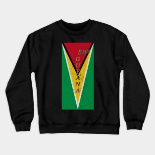 Guyana Flag Design with Phone Area Code and Map Outline Crewneck Sweatshirt